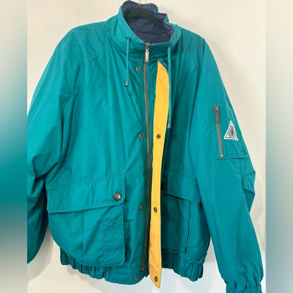 Down Vtg London Fog parka with removable down lining in teal. Size Large Long - Picture 9 of 14